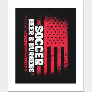 Soccer Beer And Burgers - US Flag print Posters and Art